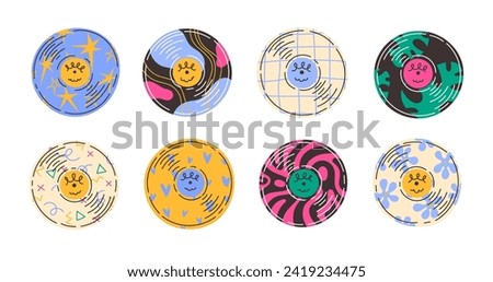 Set of colorful vinyl records