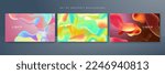 Set of colorful vivid vibrant gradient liquid abstract background. Vector illustration of 3d fluid background