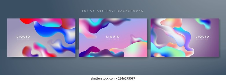 Conjunto de fondo abstracto de líquido gradiente vibrante colorido vivo