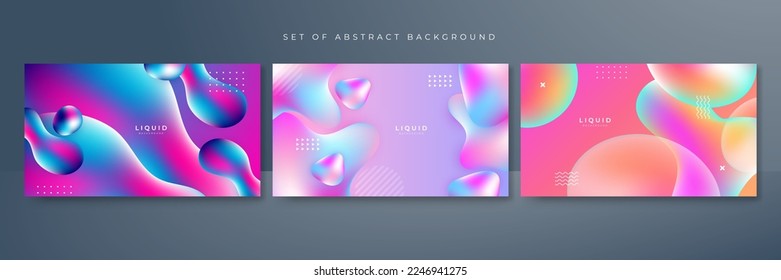 Conjunto de fondo abstracto de líquido gradiente vibrante colorido vivo
