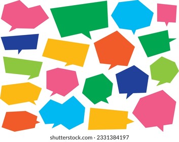 Set of colorful vivid-colored angular callout materials