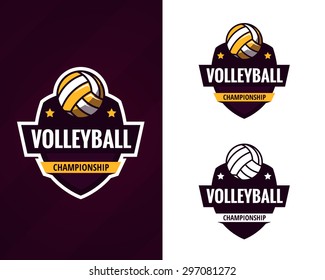 set of  colorful volleyball logo labels. Vector illustration.