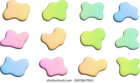 Set of colorful volumetric blobs. Vector set speech bubbles