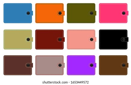 Set of colorful wallets. Vector illustration templates of bright stylish billfolds