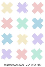 Set of colorful washi tapes isolated on white. Tapes collection in vector. Pieces of decorative tape for scrapbooks. Torn paper. Blue, green, purple, yellow
