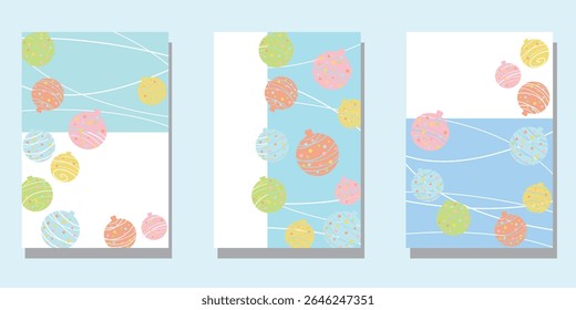 Set of colorful water balloon decoration template. Japanese summer greeting template collection. Vector illustration.
