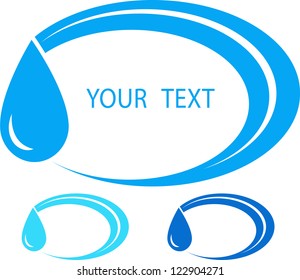 set of colorful water sign with place for text and drop