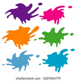 set of colorful water splash paint illustration isolated on white background
