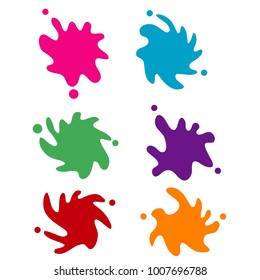 set of colorful water splash paint illustration isolated on white background