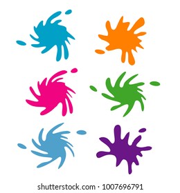 set of colorful water splash paint illustration isolated on white background