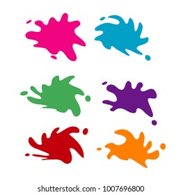 set of colorful water splash paint illustration isolated on white background
