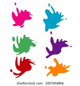 set of colorful water splash paint illustration isolated on white background