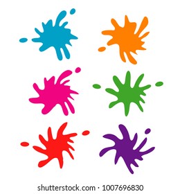 set of colorful water splash paint illustration isolated on white background