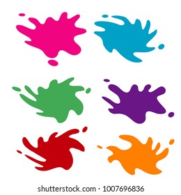 set of colorful water splash paint illustration isolated on white background