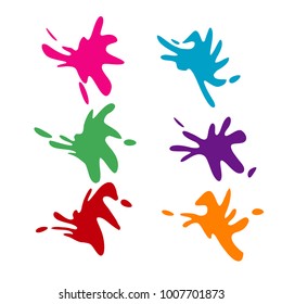 set of colorful water splash water paint illustration isolated on white background
