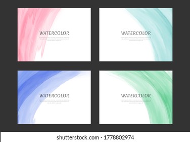 Set of colorful watercolor background templates, circle frame.