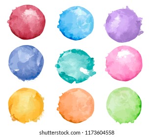 Set Of Colorful Watercolor Badge Vector