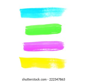 Set of colorful watercolor brush strokes