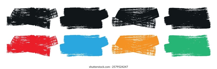 Set of colorful watercolor brush strokes, Colorful watercolor brush stroke collection. Hand drawn grunge lines on chalkboard background can be used as art brushes.