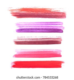 Set of colorful watercolor brush strokes design