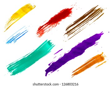 set of colorful watercolor brushes