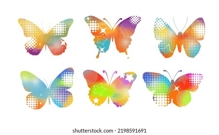 set of colorful watercolor butterflies. Vector illustration