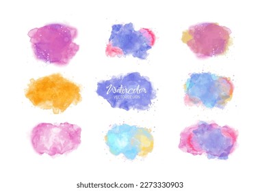 Set of colorful watercolor designs for the background