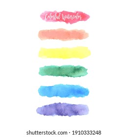 Set of colorful watercolor elements for design. 