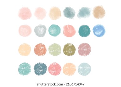 Set of Colorful Watercolor Hand Painted Round Shapes. Color watercolor circle dots set. Vector smear watercolour splash stain. Round pastel hand drawn watercolor background