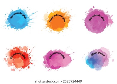Conjunto de colorido aquarela splatter mancha projeto
