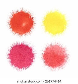 Set of colorful watercolor stains for your design