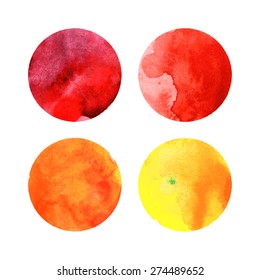 Set of colorful watercolor vector circles