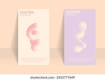 set of colorful wave fluid poster design