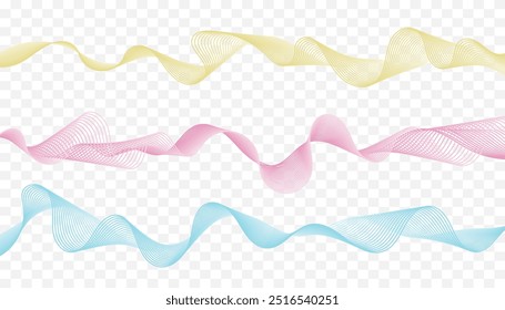 Set of colorful wave line isolated on background. Vector Illustration. Decoration