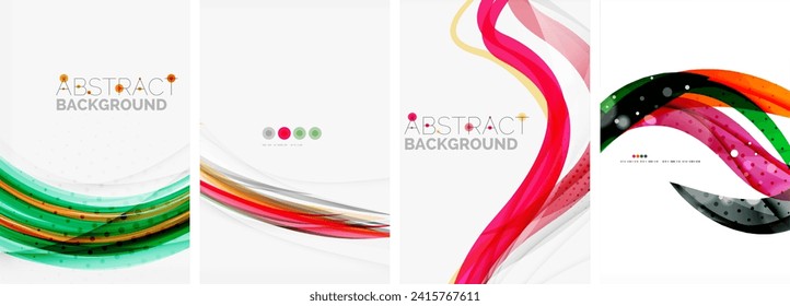 Coloridos afiches de olas. Ilustración vectorial para fondo de escritorio, pancarta, fondo, tarjeta, ilustración del libro, página de inicio