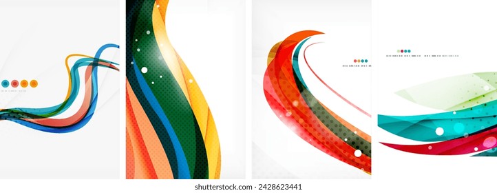 Set of colorful wave posters. Vector illustration For Wallpaper, Banner, Background, Card, Book Illustration, landing page