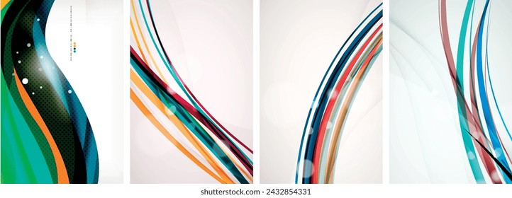 Set of colorful wave posters. Vector illustration For Wallpaper, Banner, Background, Card, Book Illustration, landing page