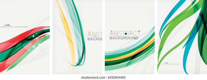 Set of colorful wave posters. Vector illustration For Wallpaper, Banner, Background, Card, Book Illustration, landing page