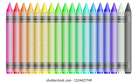 Set of colorful wax crayons vector illustration isolated on white background