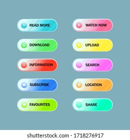 Set of colorful web button collection with flat design. Modern buttons for web site and ui.