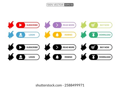 Set of colorful web button vector template illustration