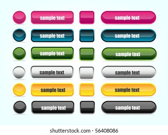 Set of colorful website buttons, vector
