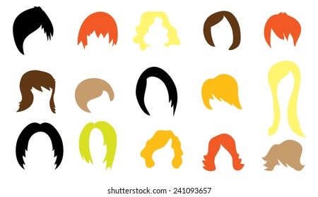 Set Colorful Wigs On White Background Stock Vector (royalty Free 