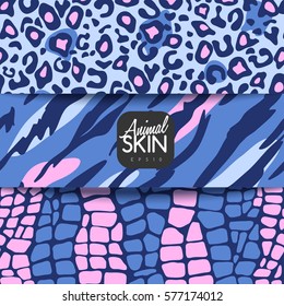 Set of Colorful Wild Animal Skin Pattern : Vector Illustration
