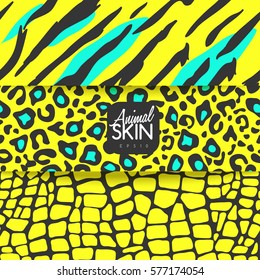 Set of Colorful Wild Animal Skin Pattern : Vector Illustration