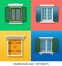 Set of colorful windows