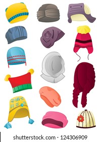A set of colorful winter  hats