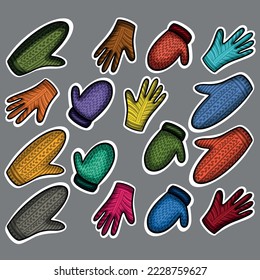 A set of colorful winter wardrobe items