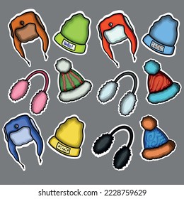 A set of colorful winter wardrobe items