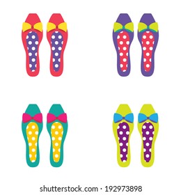 Set of Colorful Women Shoes Vector Illustration